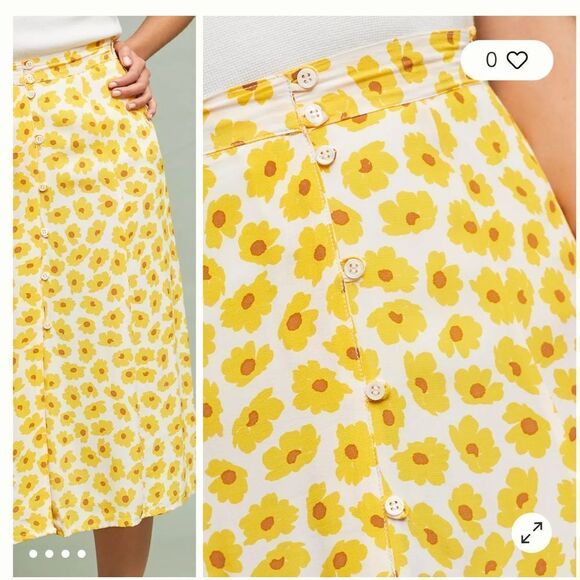 Faithful‎ the Brand Marin Midi Skirt Constance Button Front Floral 8 L - Picture 2 of 11